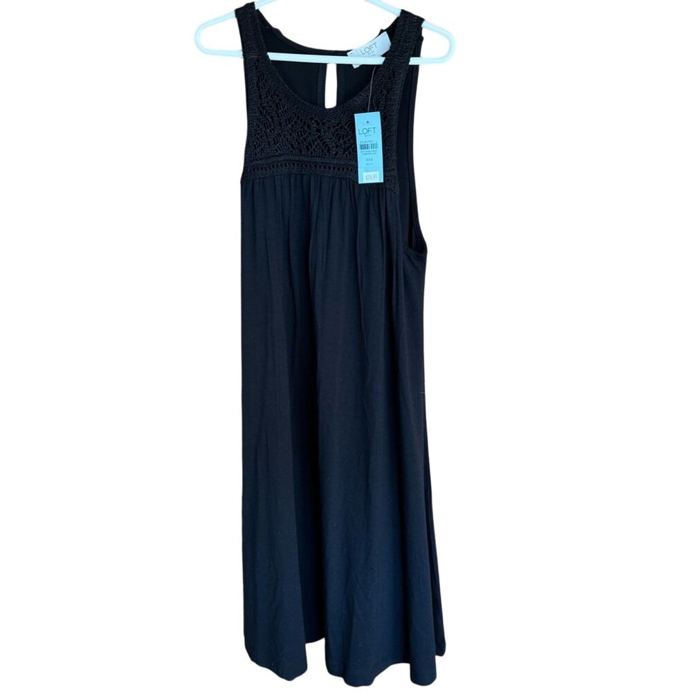 LOFT Outlet Black Sleeveless Dress XXS Petite NWT, Textured Top